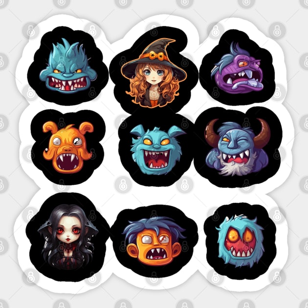Halloween Witches and Stitches Heads Costume Sticker by DanielLiamGill